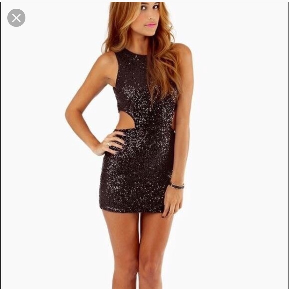 Tobi black sequin dress